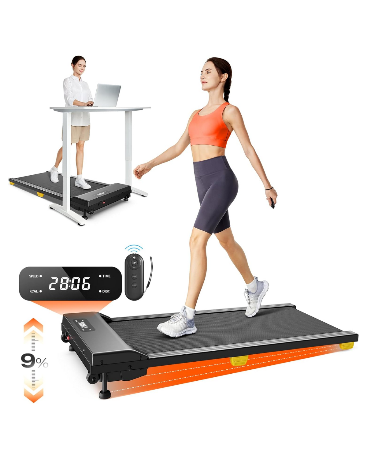 Walking Pad Treadmill with 9% Incline